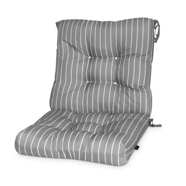 Classic Accessories 21 in. W x 19 in. D x 22.5 in. H Square Seat Back Patio Chair Cushion in Soft Beige, Stripe