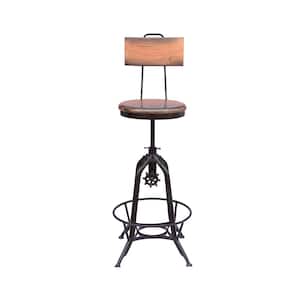 Clarkson 38.5 in. Natural Brown and Black Swivel Bar Stool