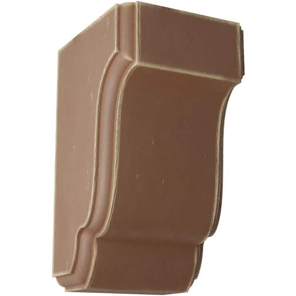 Ekena Millwork 2-1/2 in. x 4-1/2 in. x 2-3/4 in. Weathered Brown Capistrano Mission Wood Vintage Decor Corbel