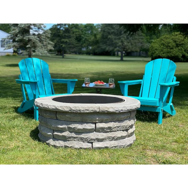 Ledgestone 47 in. x 18 in. Round Concrete Wood Fuel Fire Pit Ring Kit Gray Variegated