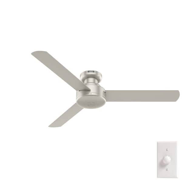 Hunter Presto 52 in. Indoor Ceiling Fan in Matte Nickel with Wall Control Included For Bedrooms