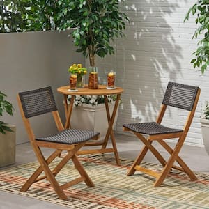 2-Piece Brown Wood Outdoor Lounge Chair