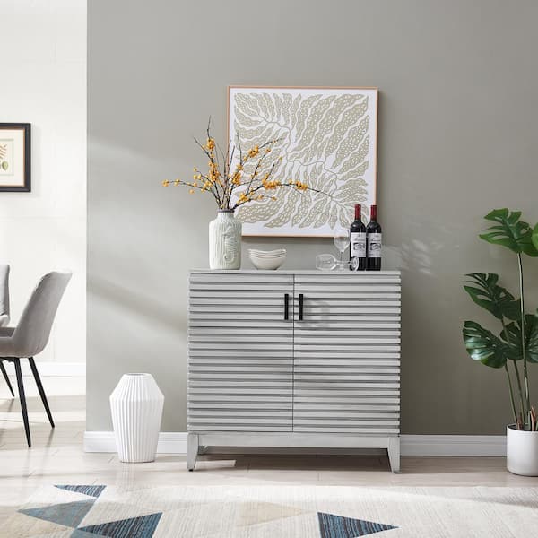 Morden Fort Antique White MDF Top 36 in. Sideboard Buffet Accent Storage Cabinet with Doors for Kitchen Living Room Entryway Hallway