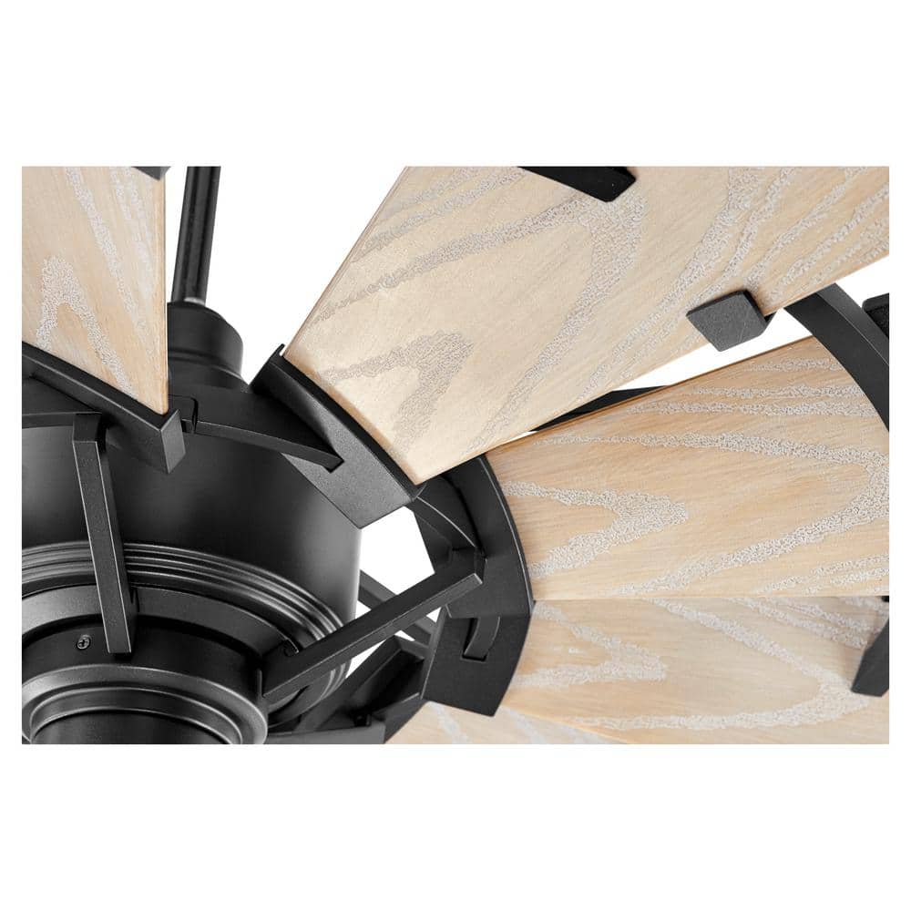 Noir Finish 52" Ceiling Fan with Weathered Oak Blades and Remote