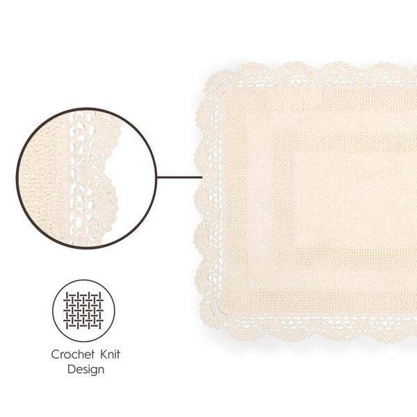 Better Trends Lilly Crochet 100% Cotton 2 Piece Bath Rug Set - White, Size: 2 Piece Set (17 inch x 24 inch | 20 inch x 20 inch)