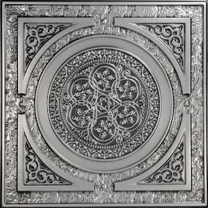 Steampunk Antique Silver 2 ft. x 2 ft. PVC Glue-up or Lay-in Faux Tin Ceiling Tile (40 sq. ft. /Case)