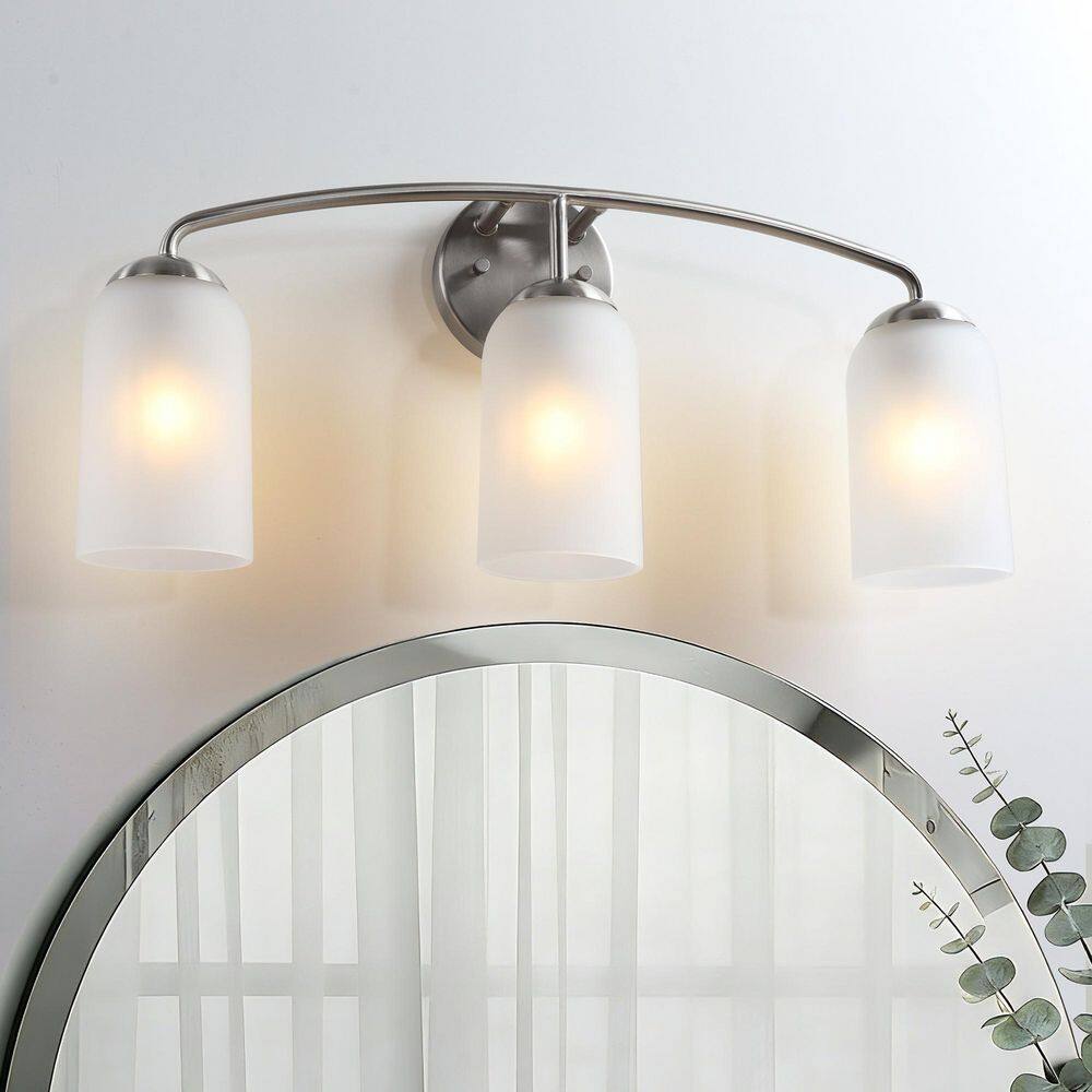 23.2 in. 3-Light Plated Nickel Modern Bathroom Vanity Light with Frosted Glass, Transitional Powder Room Wall Sconce price history on PriceWatchPro