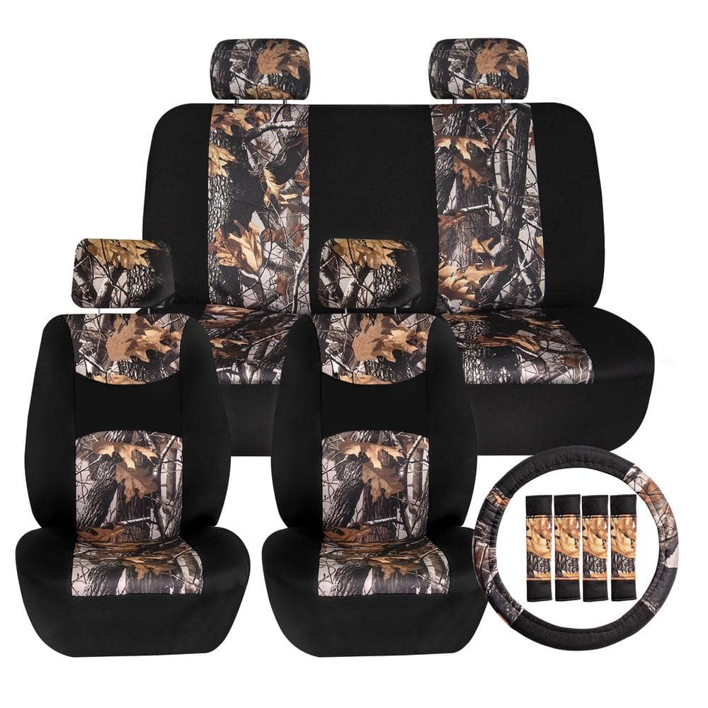 Green Muddy Camo Custom Car Seat Covers, Hunting &#8211; Fishing Car  Accessories Gifts Set Of