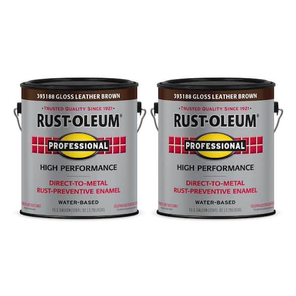 1 gal. High Performance Protective Enamel Gloss Leather Brown Water-Based Interior/Exterior Paint (Case of 2)