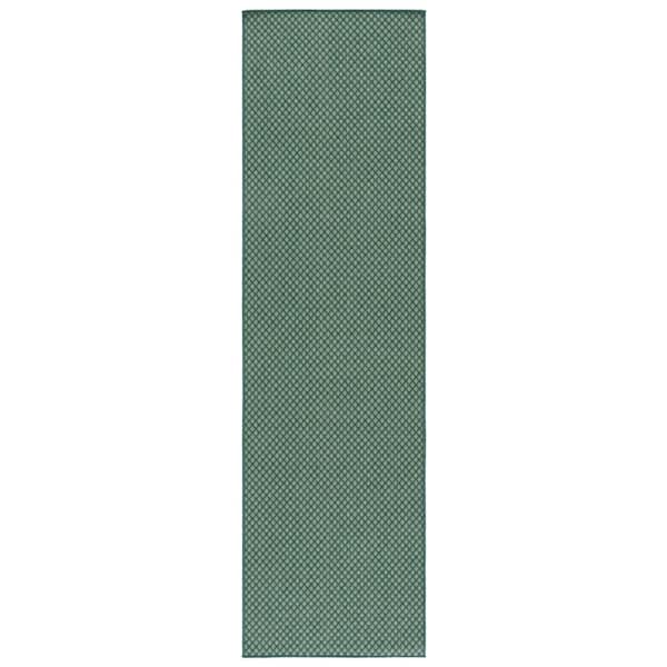 Terrace Green/Ivory 2 ft. x 8 ft. Diamond Geometric Indoor/Outdoor Runner Rug