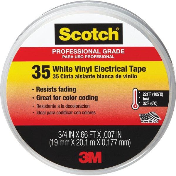 Scotch 0.75 in. x 66 ft. x 7 mil #35 Electrical Tape, White 10828