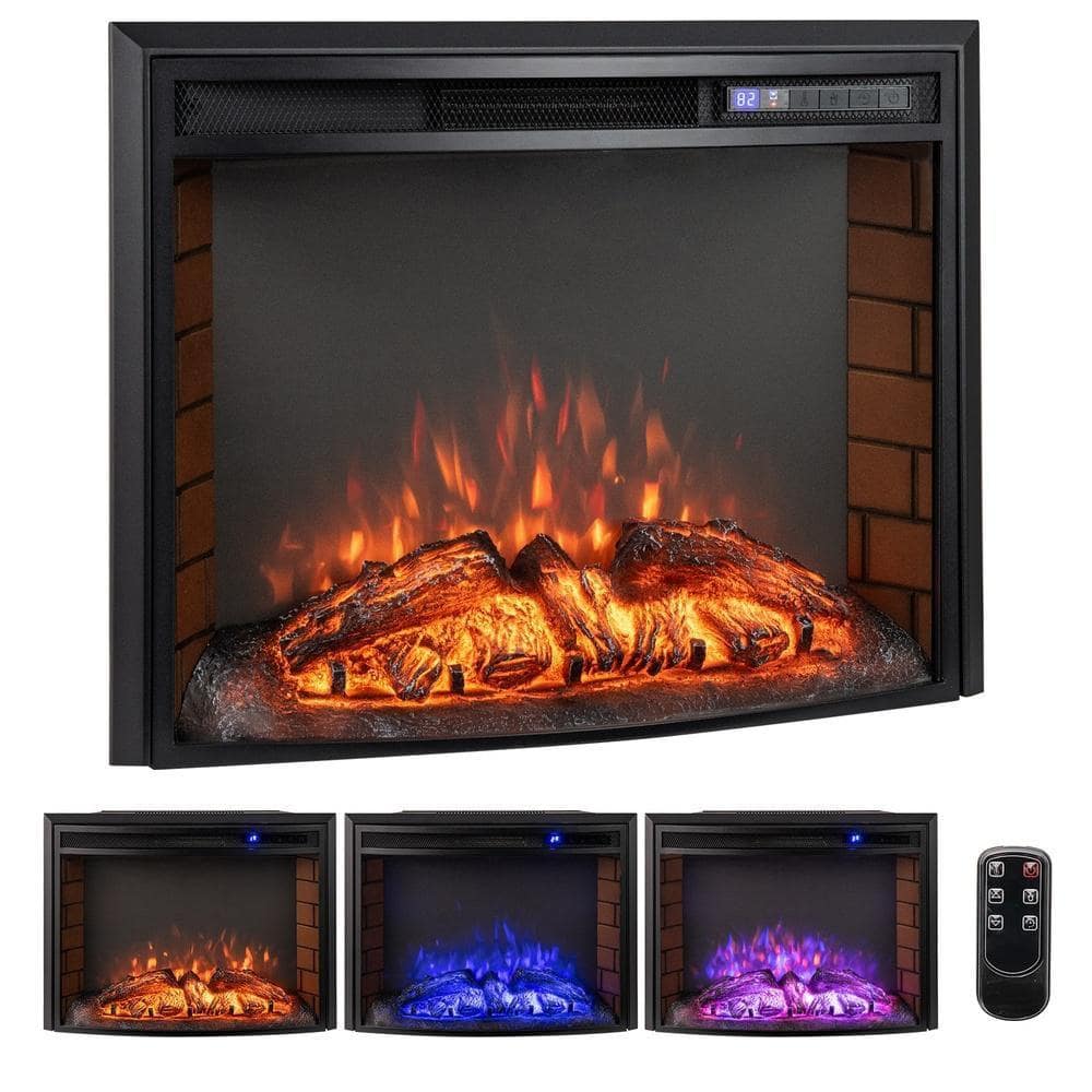 SKONYON Curved Recessed Electric Fireplace Insert with Remote