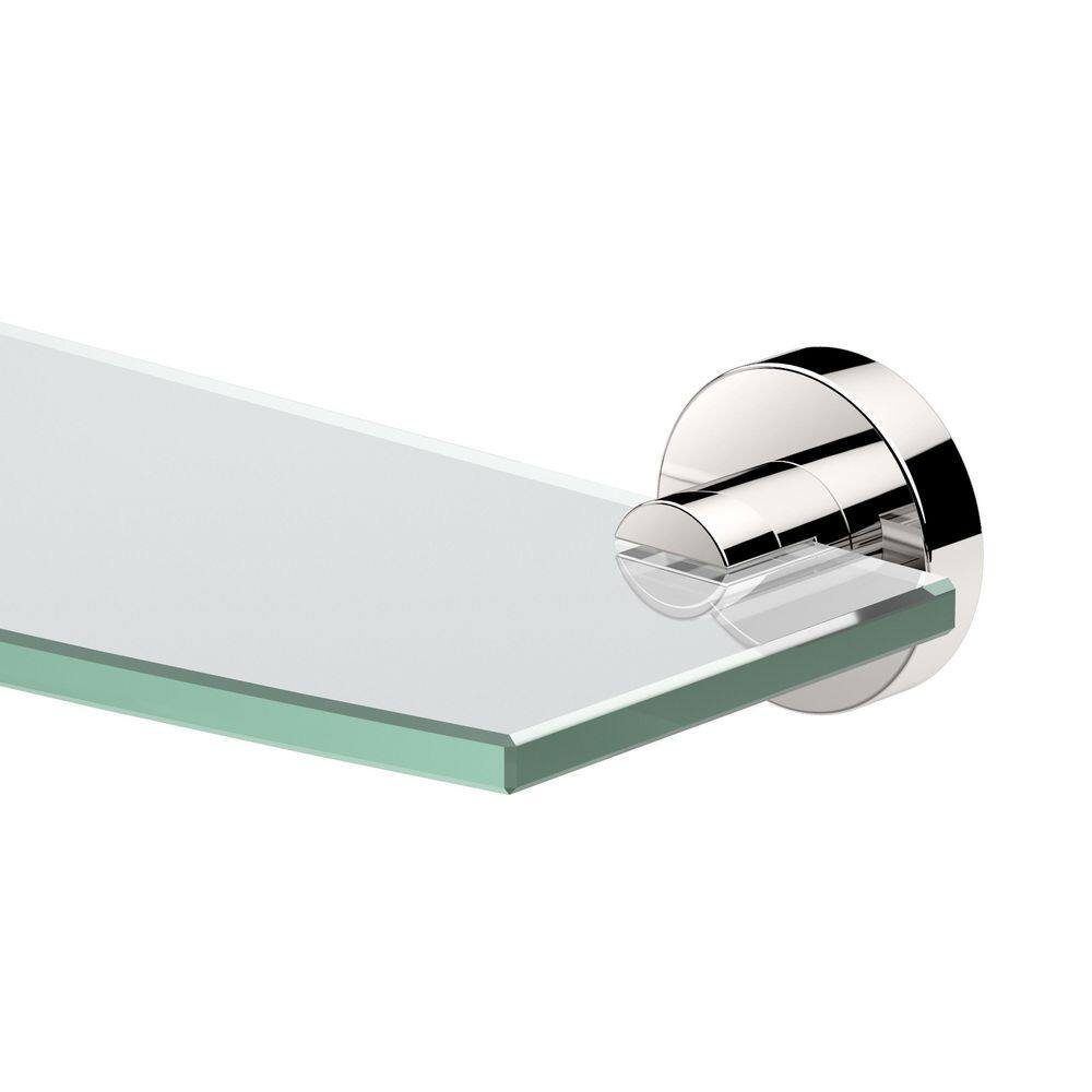 Elegant Polished Nickel Wall-Mounted Tempered Glass Shelf