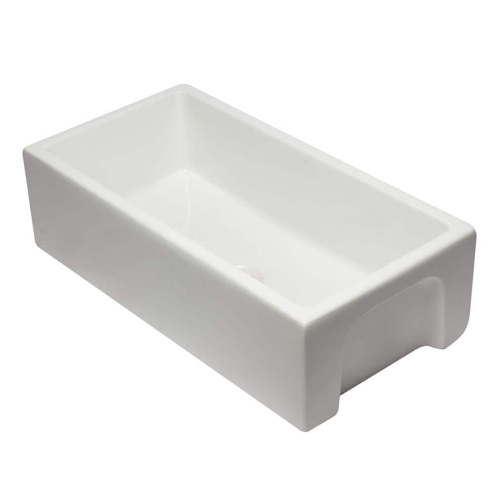 36'' White Fireclay Single Bowl Farmhouse Sink