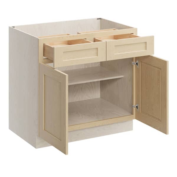 36 in. W x 24 in. D x 34.5 in. H Ready to Assemble Floor Base Kitchen Cabinet in Natural Wood
