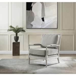 Saraid Gray and Light Oak Linen Accent Chair