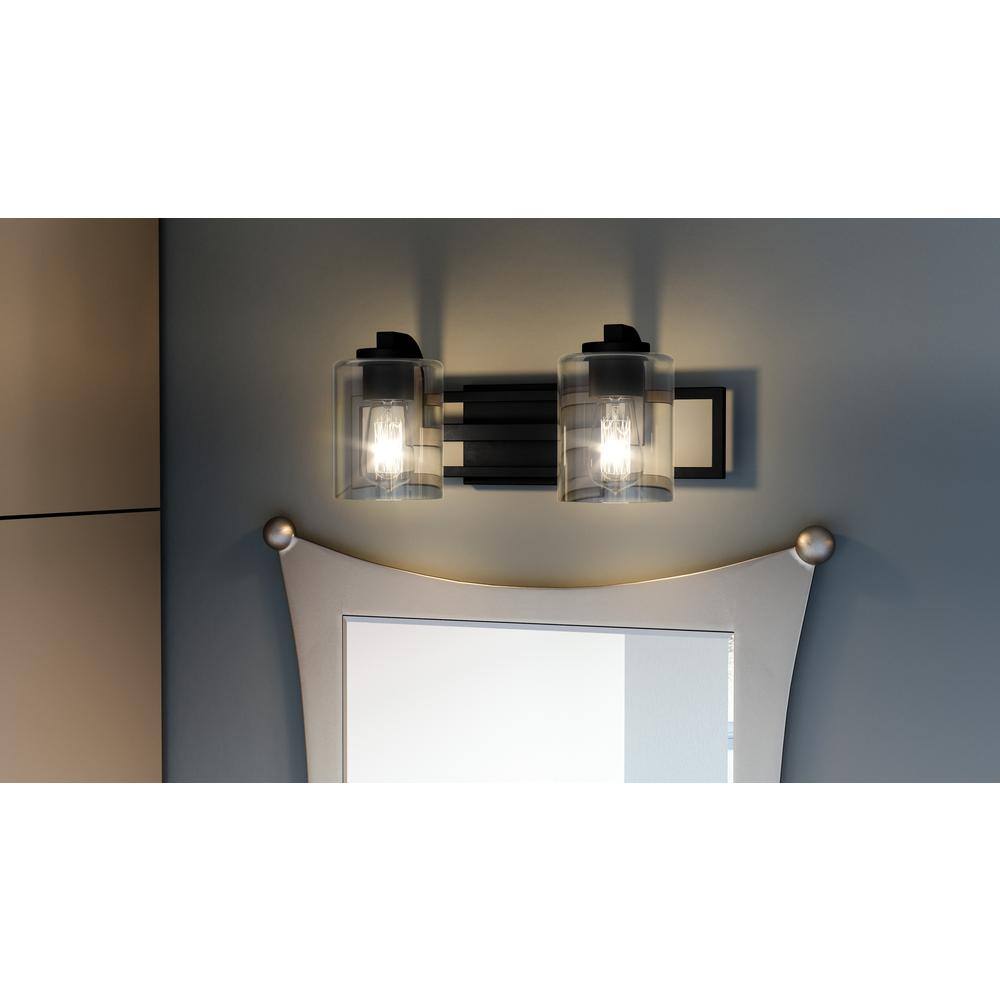 Matte Black Double Cylinder Bathroom Vanity Light