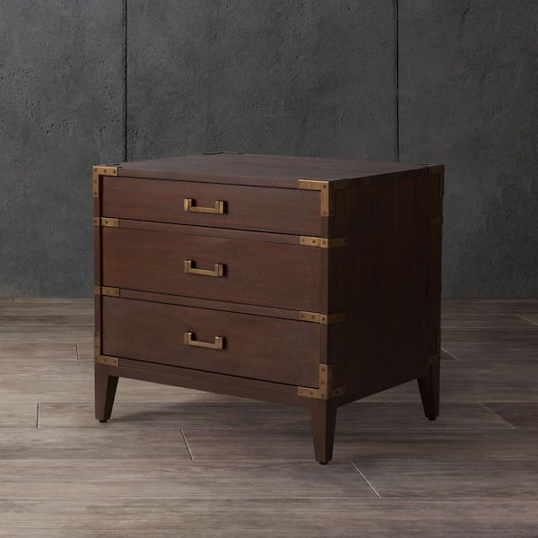 Nisha Brown 3 Drawer Nightstand
