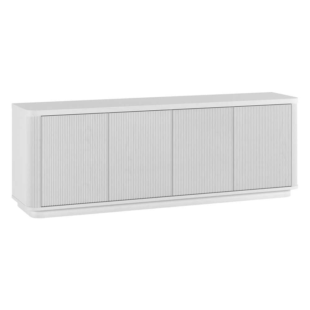 White Fluted 68" TV Stand with Plinth Base
