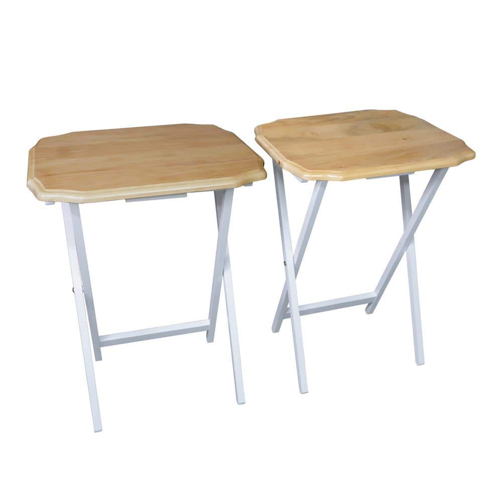 Casual Home Medallion 14.75 in. L Rectangle Solid Hardwood Top Folding Tray Table (Set of 2)