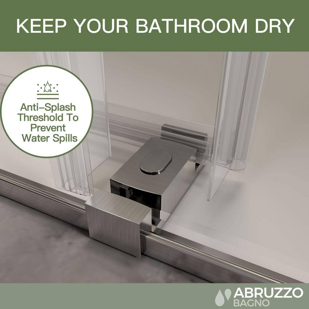 Brushed Nickel Frameless Sliding Shower Door with Tempered Glass