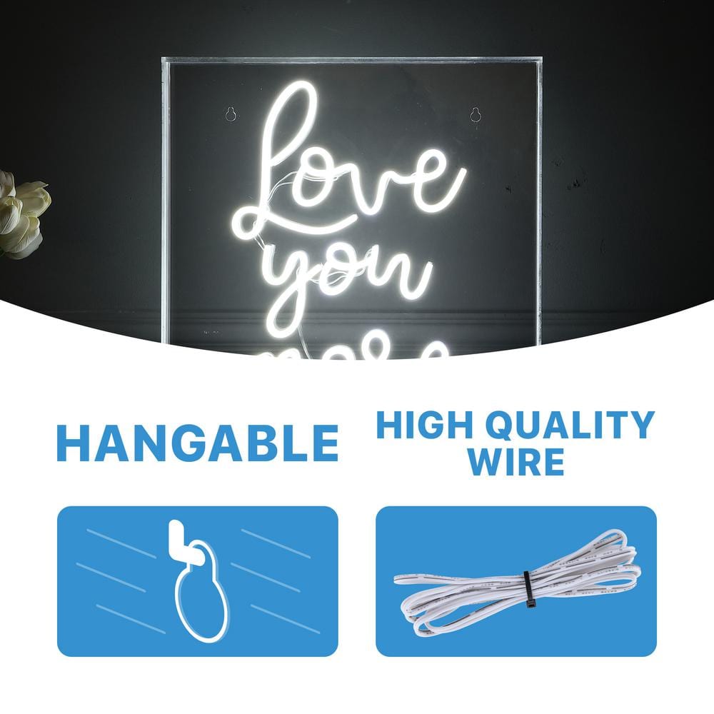 Love You More White Acrylic Box USB LED Neon Light