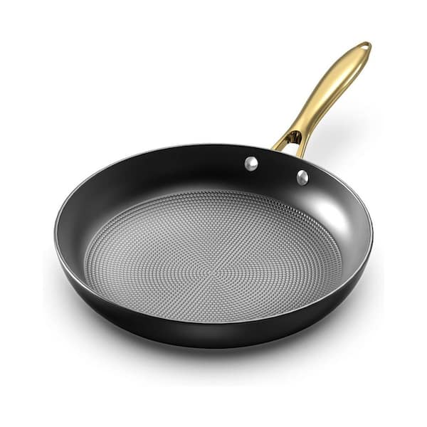 12-Piece Black Nonstick Cast Iron Skillet with Stainless Steel Handle Honeycomb Technology Oven Safe Fry Pan Set