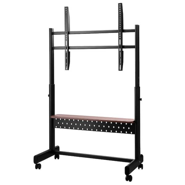 Rolling TV Stand, Mobile TV Cart for 55-100 in. Screens, Height Adjustable Portable Monitor Stand with Tray