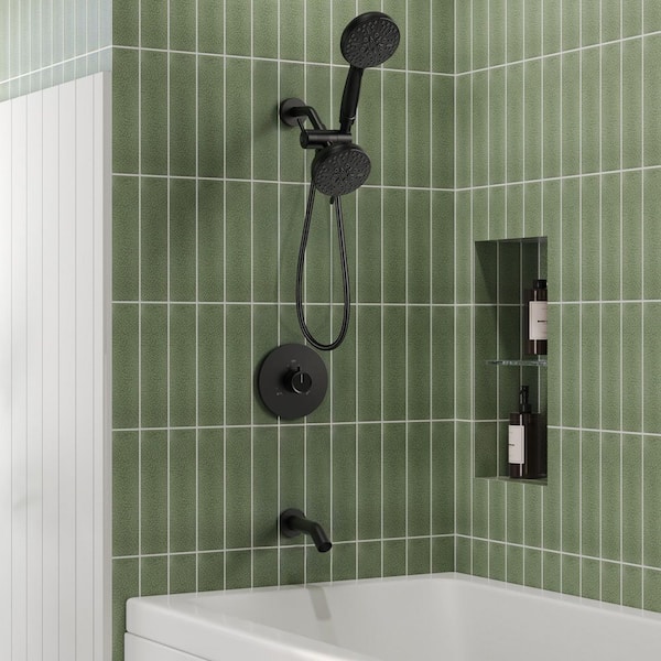 EVERSTEIN 13-Spray 1-Handle Shower Head Hand Shower Combo with Valve 1.8 GPM Tub Faucet in Matte Black