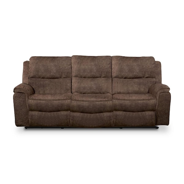 Furniture of America Dinne 88 in. W Pillow Top Arm Polyester Rectangle Reclining Sofa in Dark Brown