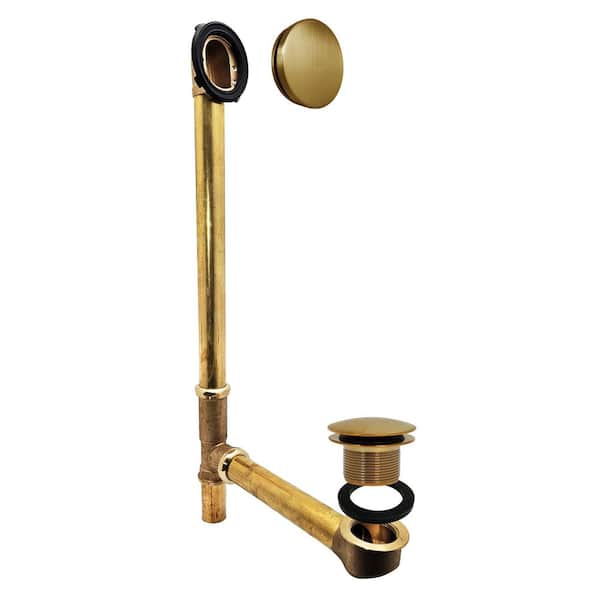 22 in. Brass 17 Ga Bath Waste and Overflow Assembly with Tip-Toe Drain Plug in Brushed Bronze
