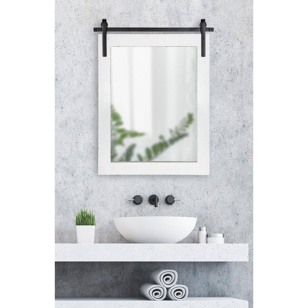 Cates Coastal White Rustic 22" x 30" Wood Frame Wall Mirror