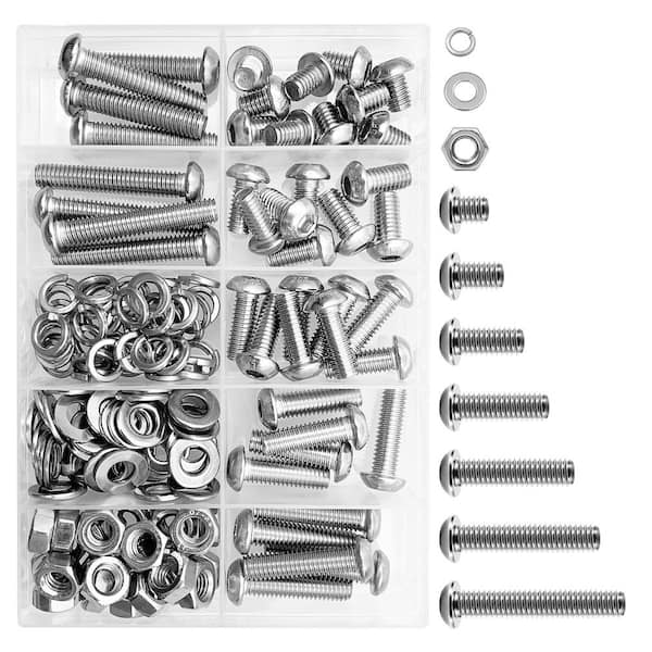 MYWISH 159-Piece M6 Button Head Hex Socket Cap Screw Kit with Nuts