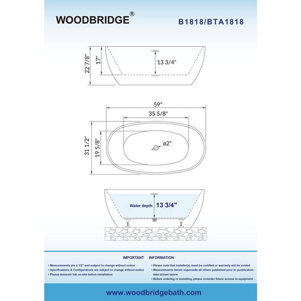 Troyes 59 in. Acrylic Freestanding Double Ended Soaking Bathtub with Drain and Overflow Included in Black Troyes 59 in. Acrylic Freestanding Double Ended Soaking Bathtub with Drain and Overflow Included in Black