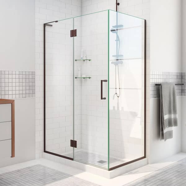 DreamLine Unidoor-X 34-3/8 in. W x 30 in. D x 72 in. H Frameless Hinged Corner Shower Enclosure in Oil-Rubbed Bronze