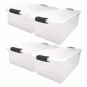 Homz 66 Quart Multipurpose Stackable Storage Container Tote Bins with  Secure Latching Lids for Home and Office Organization, Clear (2 Pack)