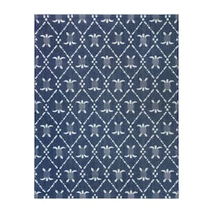 Paseo Royal Honu Navy/White 9 ft. x 13 ft. Turtle Indoor/Outdoor Area Rug