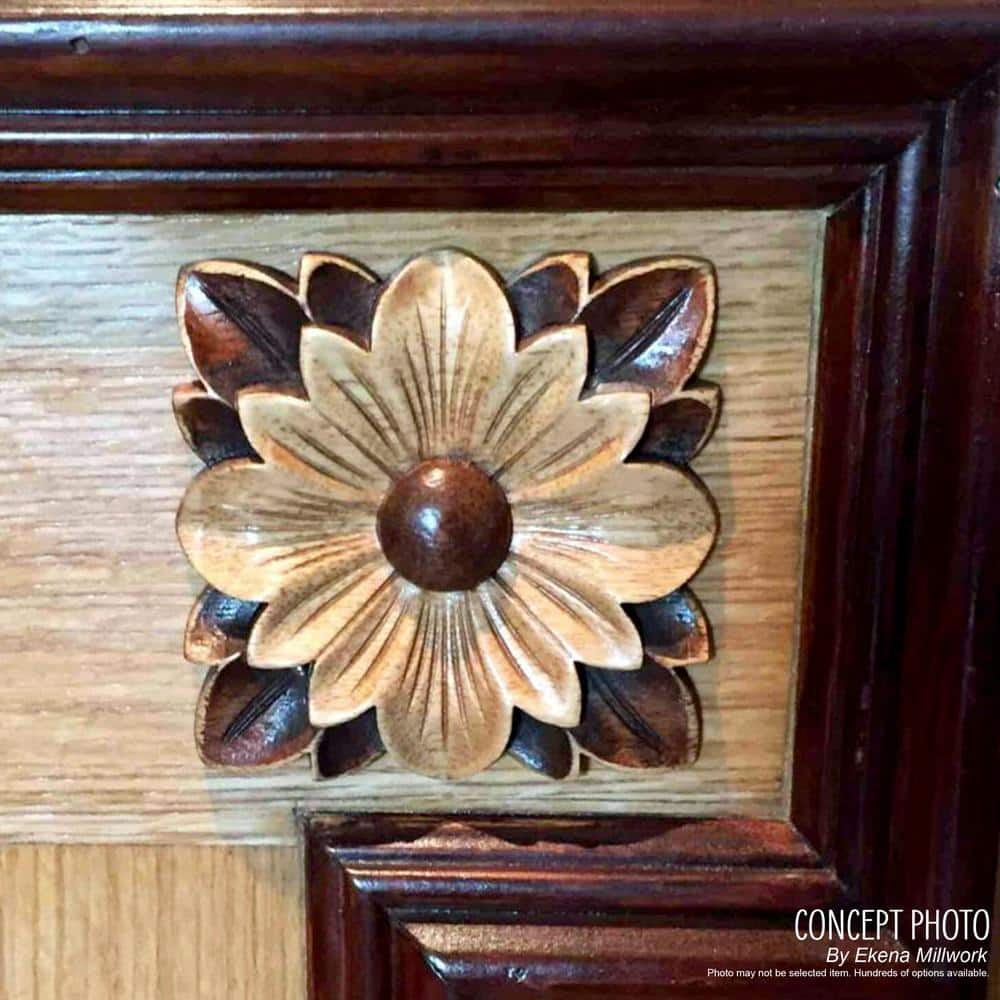 Maple Large Green Leaf Center with Scrolls Decorative Onlay