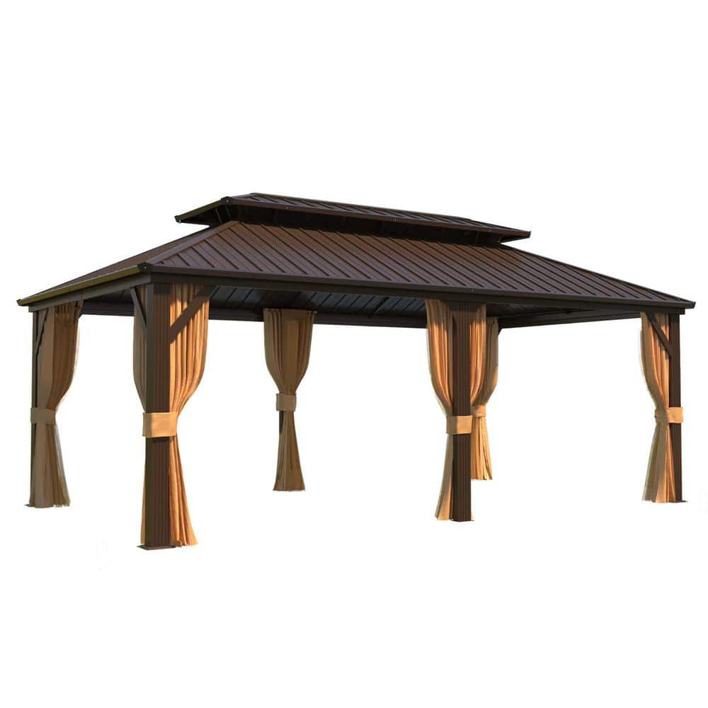 12 ft. x 20 ft. Hardtop Gazebo with Galvanized Steel Double Roof and Alumin