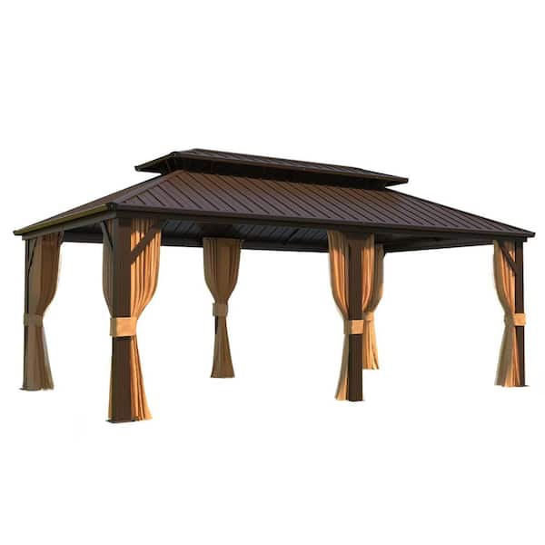 12 ft. x 20 ft. Hardtop Gazebo with Galvanized Steel Double Roof and Aluminum Frame and with Premium Curtain and Netting
