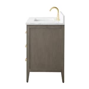 36 in. W x 22 in. D x 34 in. H Single-Sink Bath Vanity in Driftwood Gray with Engineered Marble Top in Arabescato White