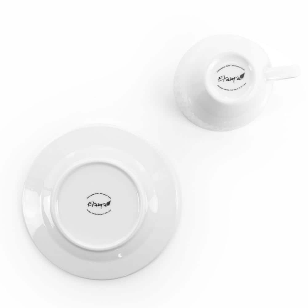 White Ceramic Modern Coffee Mug and Saucer Set, 6-Piece