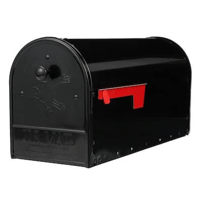 Outback Double Door, Black, Large, Steel, Post Mount Mailbox