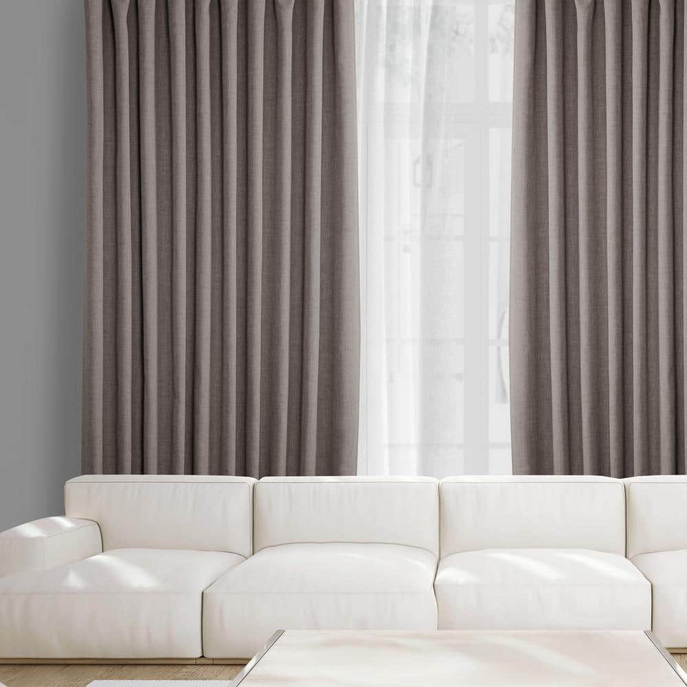 Mink 84" Faux Linen Blackout Curtain Panel