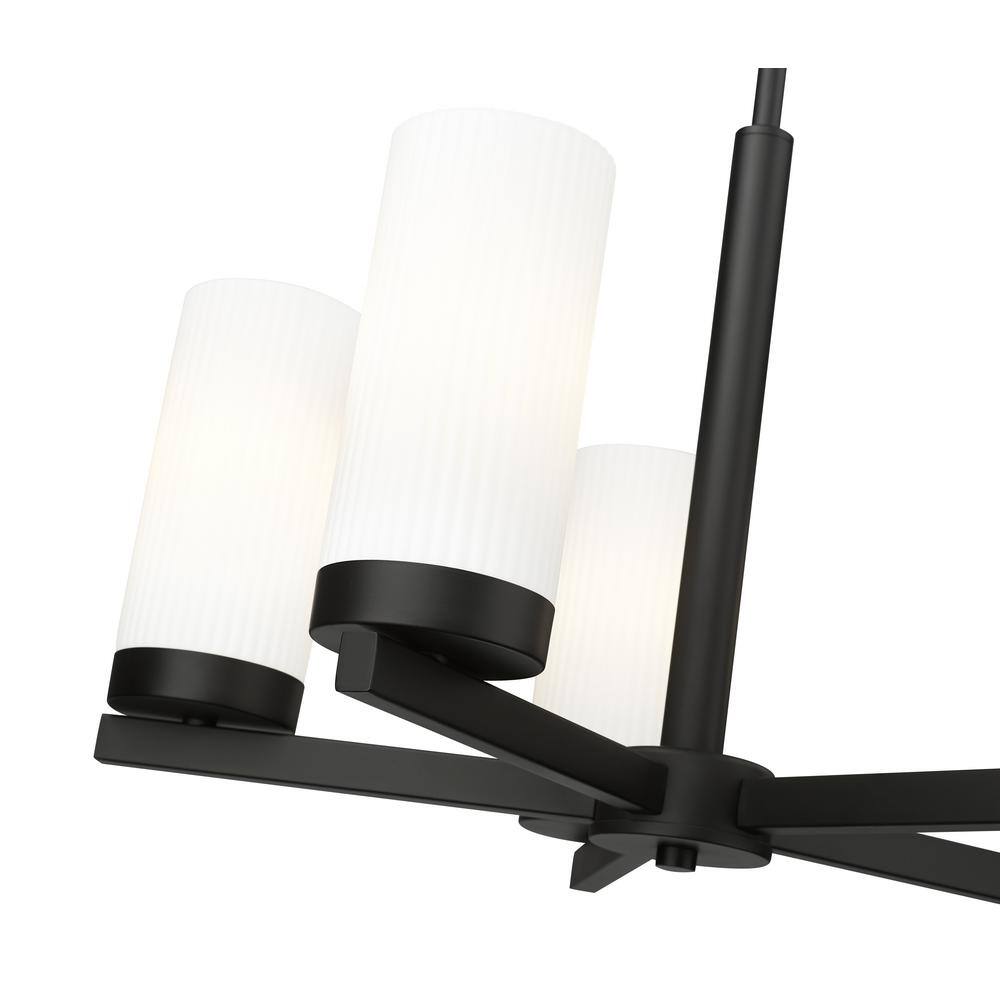 Matte Black Mini Chandelier with White Glass Shades