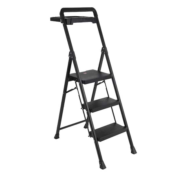 WELLFOR Reach 4.26 ft. Steel Step Ladder 300 lbs. Load Capacity, 3 Step