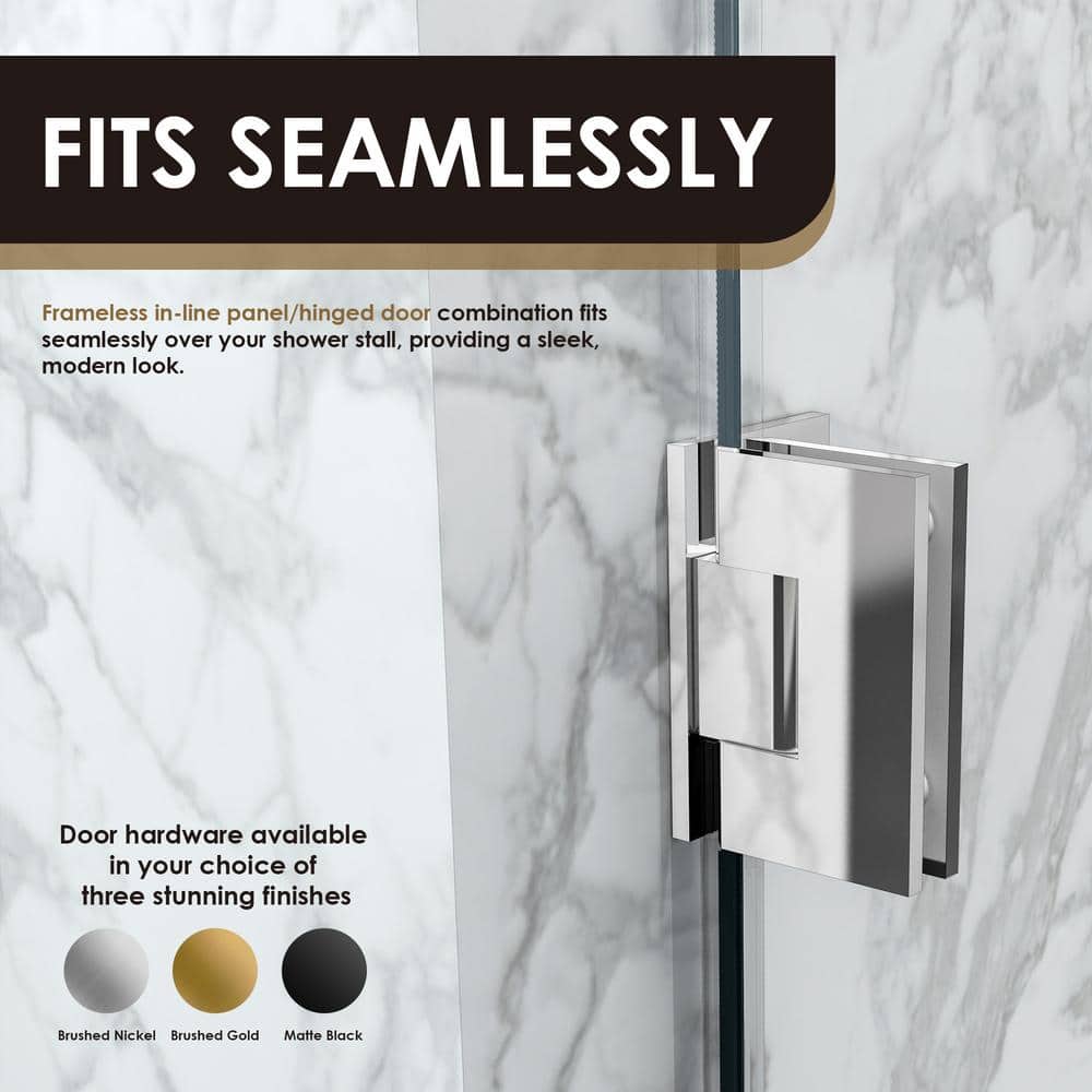 52" W x 74" H Frameless Chrome Glass Shower Door