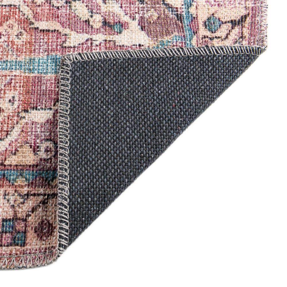 Nostalgia Octagon Pink Easy-Care Synthetic Area Rug