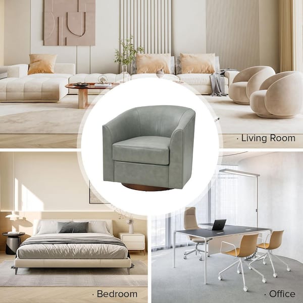 JAYDEN CREATION Teeny Sage Modern Geniun Leather Swivel