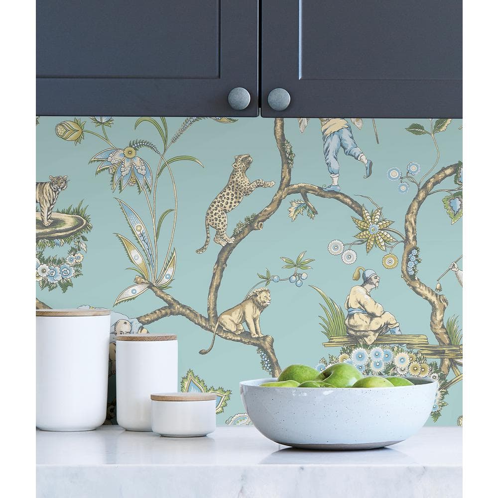 Robin Egg Blue Chinoiserie Self-Adhesive Wallpaper Roll